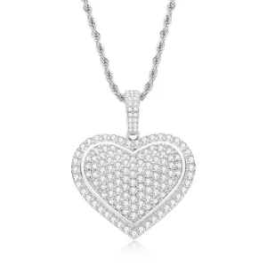 Created Diamond Heart Shaped Long Chain Hip Hop Pendant Necklace