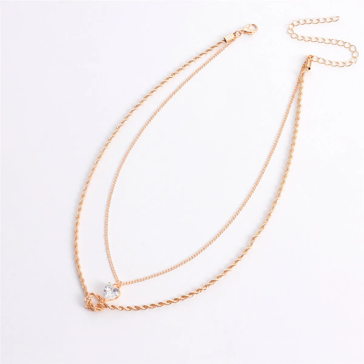 Crystal & 18K Gold-Plated Heart Layered Pendant Necklace