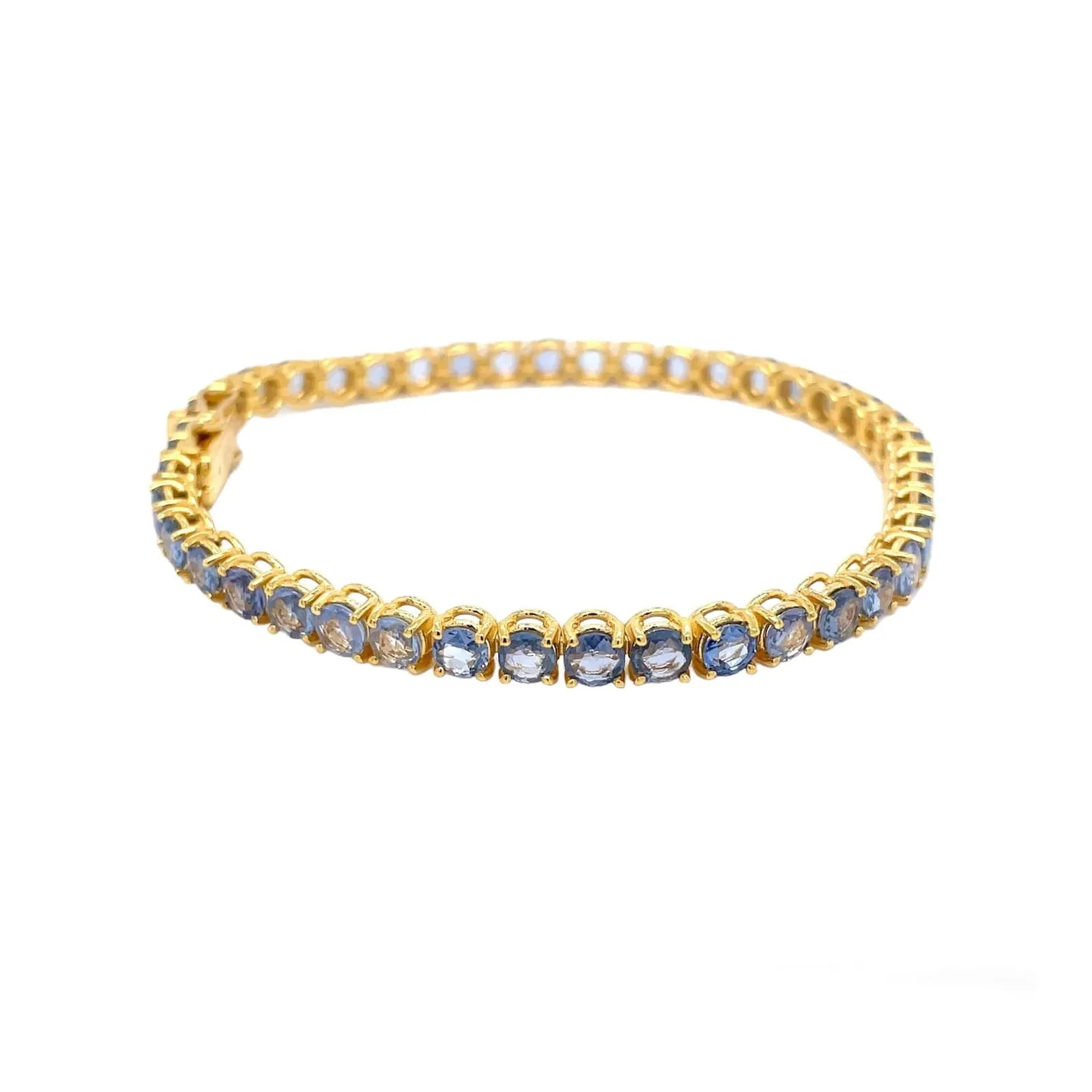 CTW 11 Natural Blu Sapphire Gold Tennis Bracelet