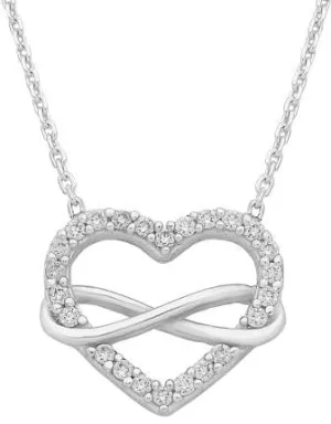 Cubic Zirconia set in Sterling Silver Heart Necklace with Infinity Symbol M2783