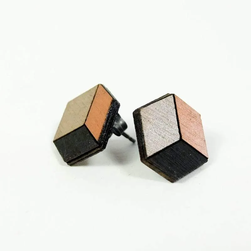 Cuboid Copper Studs