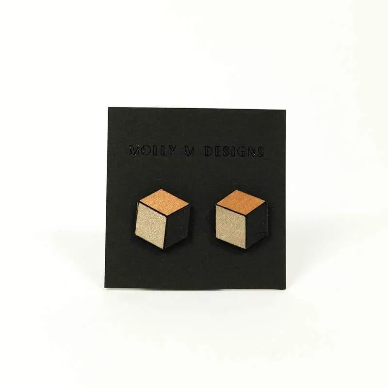 Cuboid Copper Studs