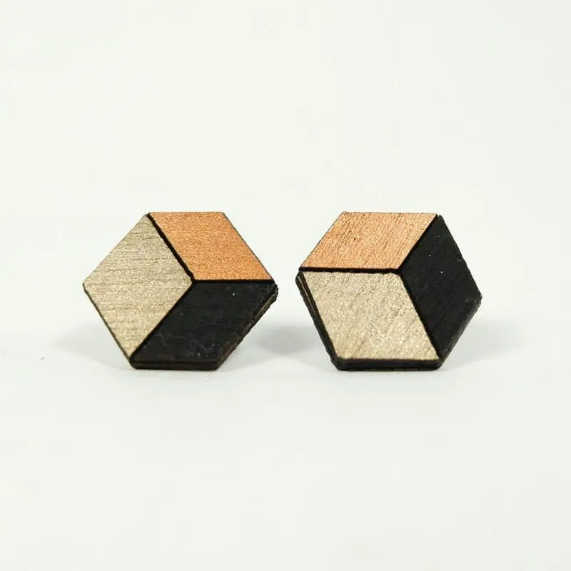 Cuboid Copper Studs