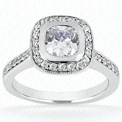 Cushion Center Set Diamond Halo Engagement Ring - ENR7106