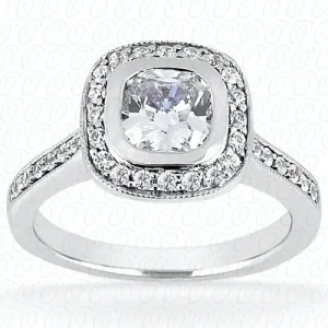 Cushion Center Set Diamond Halo Engagement Ring - ENR7106