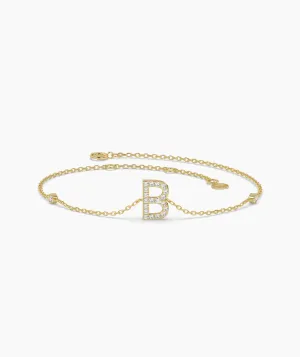 Custom Initial 'B' Diamond Bracelet