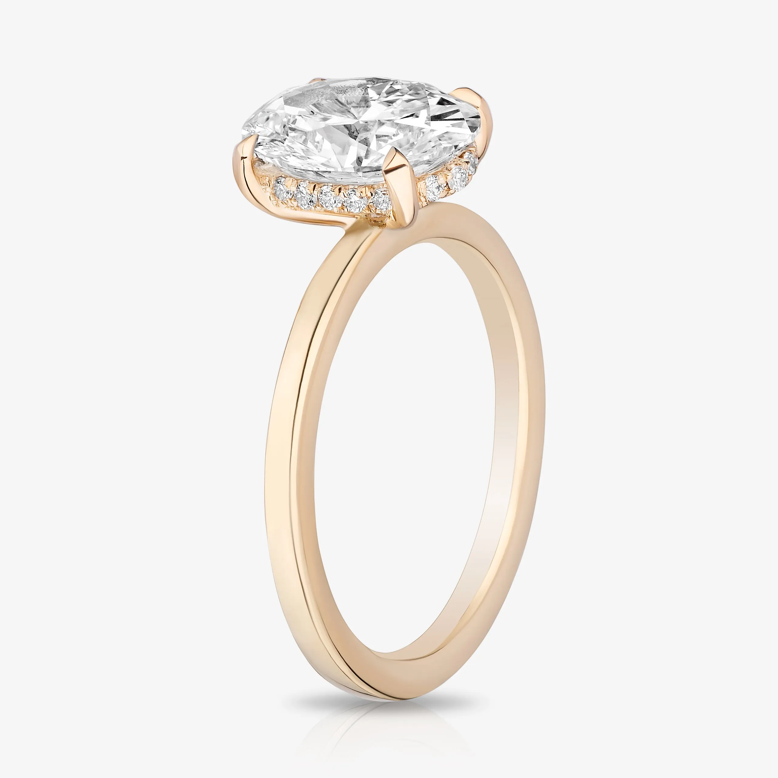 Custom Oval Diamond with Hidden Halo in Signature Slim Setting