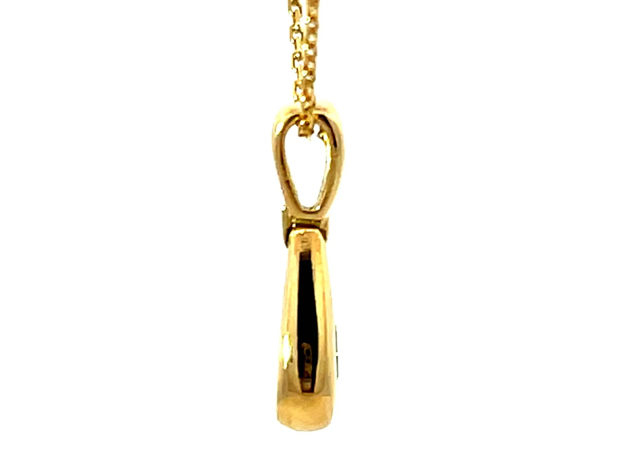 Dangly Emerald Diamond Necklace Solid 18K Yellow Gold
