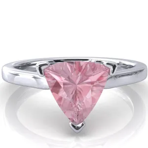 Darci Trillion Pink Sapphire 3 Prong Cathedral Solitaire Engagement Ring