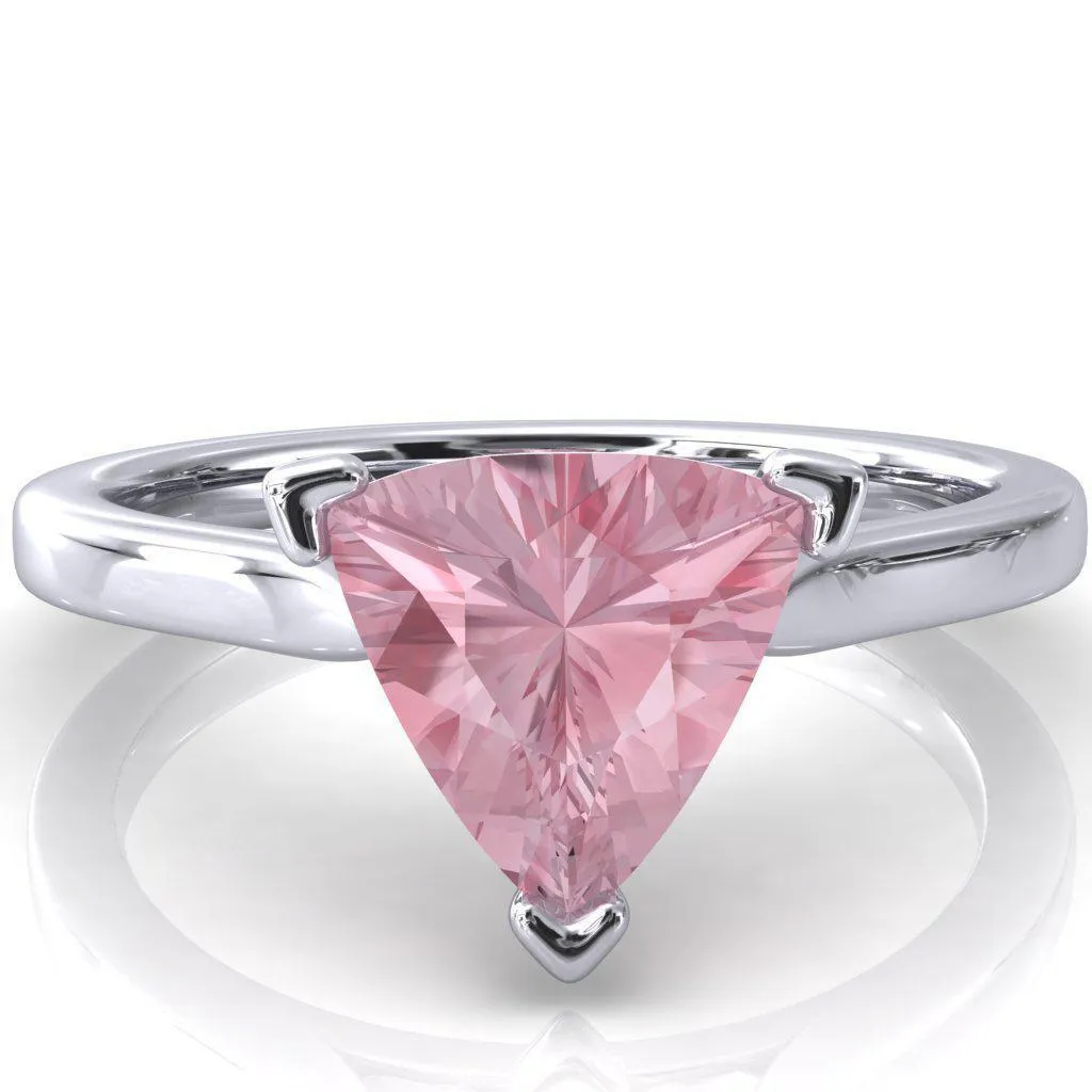 Darci Trillion Pink Sapphire 3 Prong Cathedral Solitaire Engagement Ring