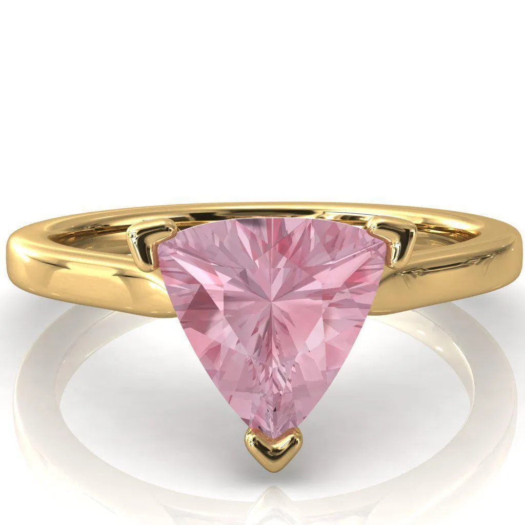 Darci Trillion Pink Sapphire 3 Prong Cathedral Solitaire Engagement Ring