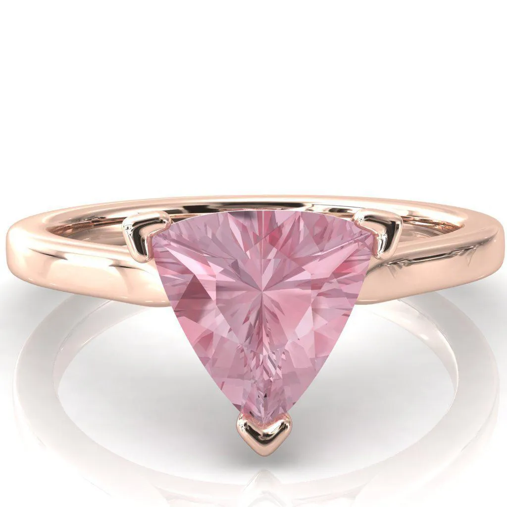 Darci Trillion Pink Sapphire 3 Prong Cathedral Solitaire Engagement Ring