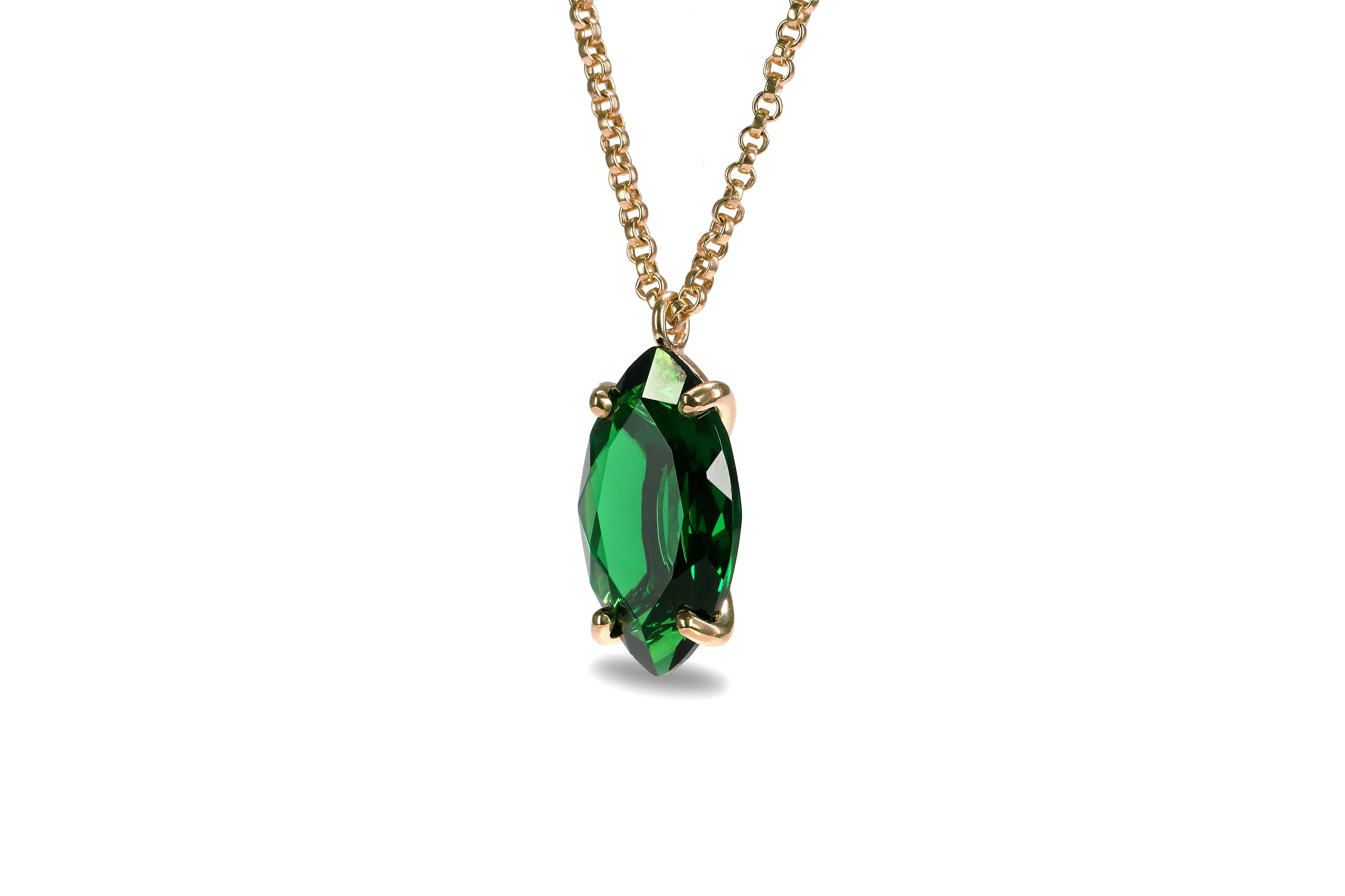 Dazzling Emerald Gemstone Pendant Gold Necklaces