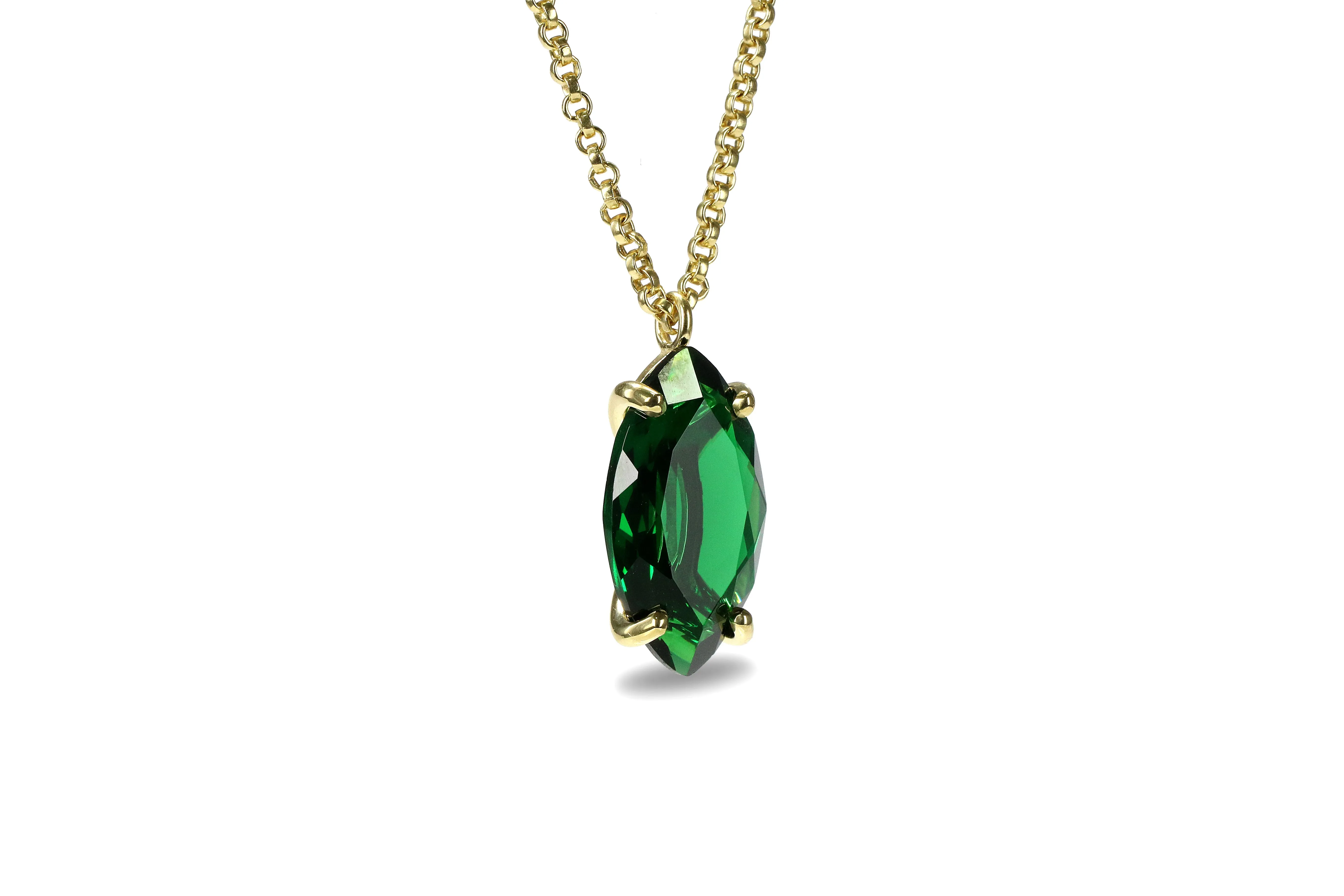 Dazzling Emerald Gemstone Pendant Gold Necklaces