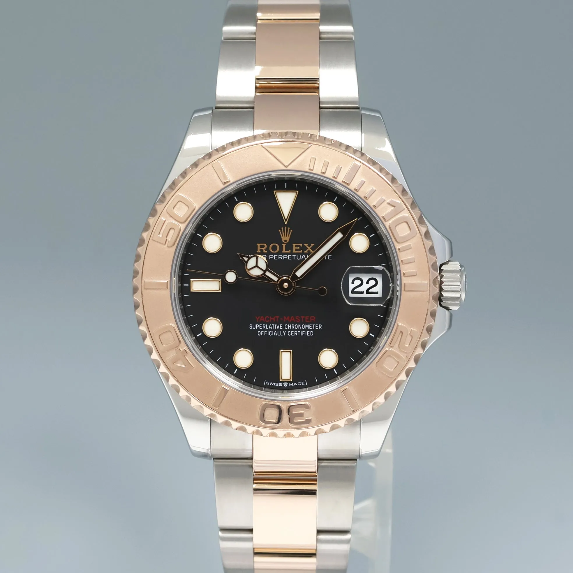 DEC 2024 NEW PAPERS Rolex Yacht-Master 268621 Two Tone Rose Gold 37mm Watch Box