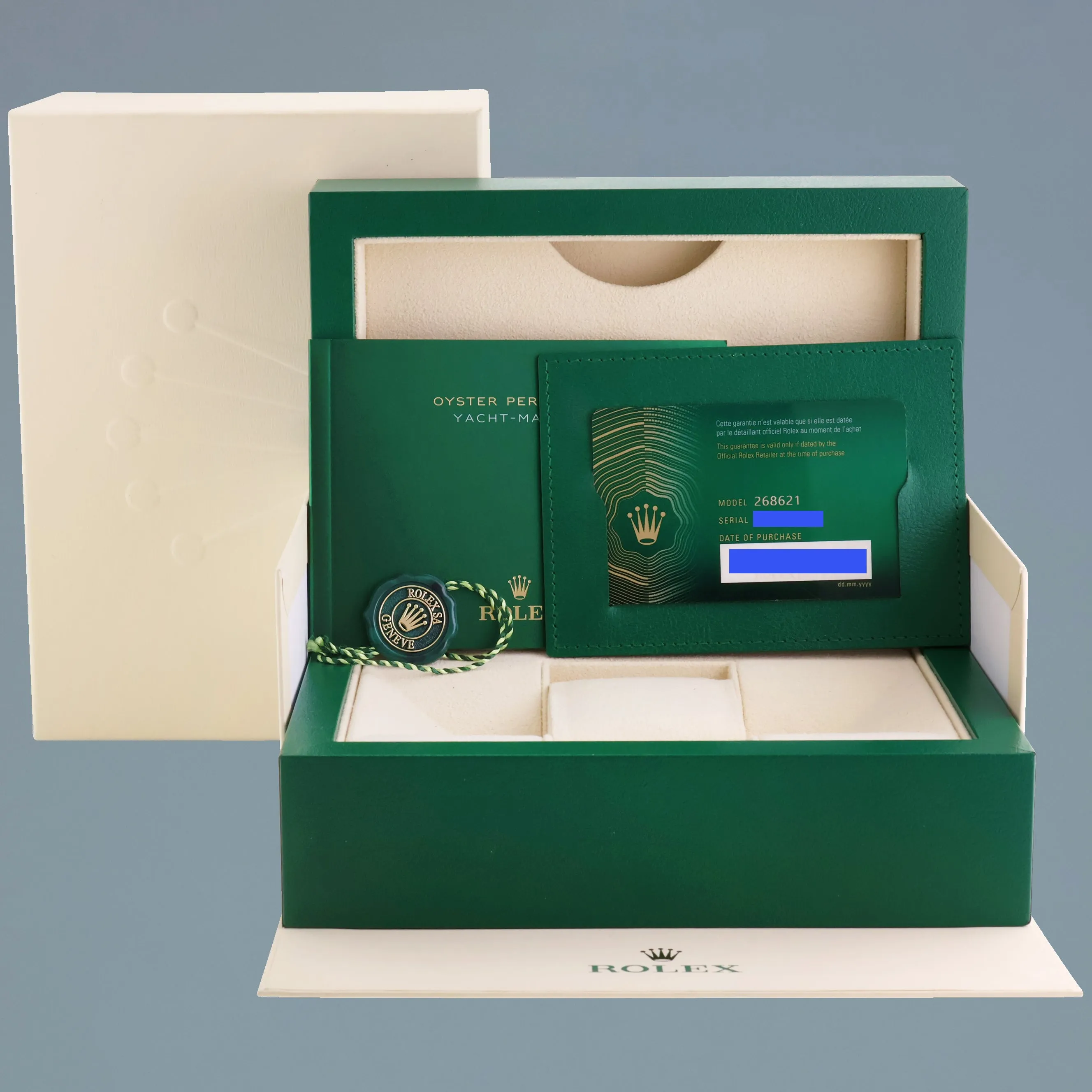 DEC 2024 NEW PAPERS Rolex Yacht-Master 268621 Two Tone Rose Gold 37mm Watch Box