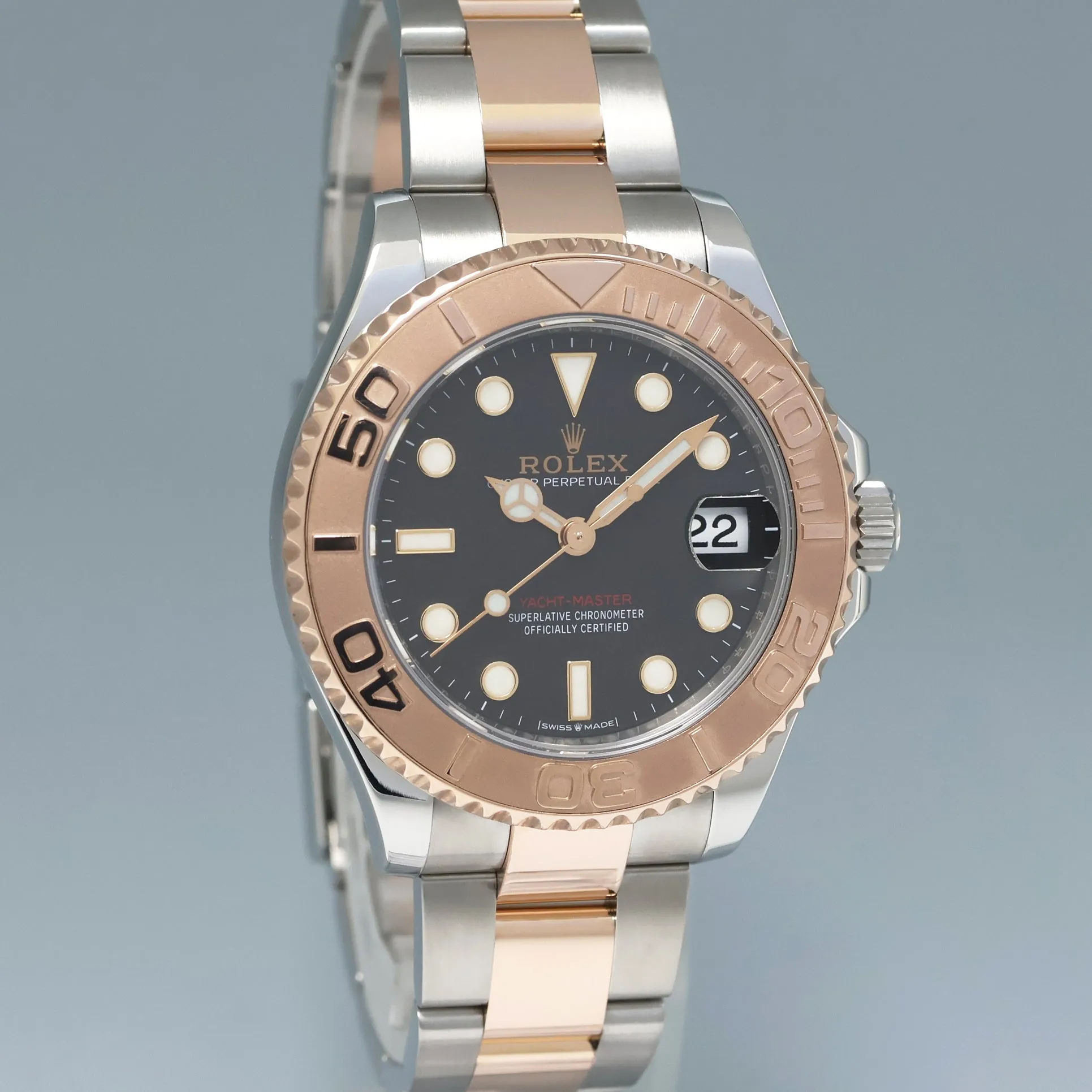DEC 2024 NEW PAPERS Rolex Yacht-Master 268621 Two Tone Rose Gold 37mm Watch Box