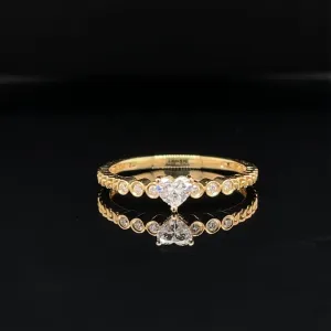Diamond 0.22ctw Heart Solitaire Bezel Engagement Ring in 18k Yellow Gold - #371- RGDIA668270