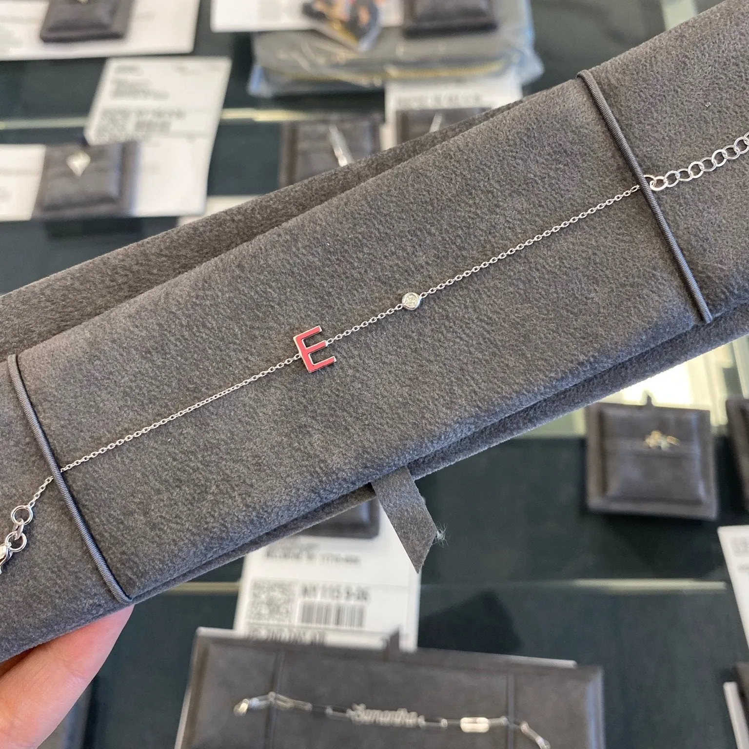 Diamond Bezel and Enamel Initial Bracelet