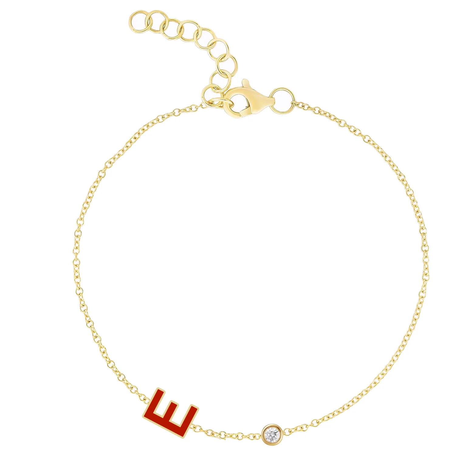 Diamond Bezel and Enamel Initial Bracelet