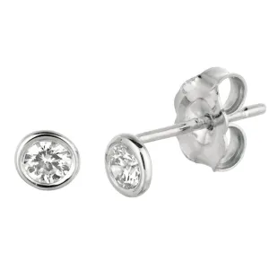 Diamond Bezel Set Earrings 14K White Gold (0.2 Ctw)