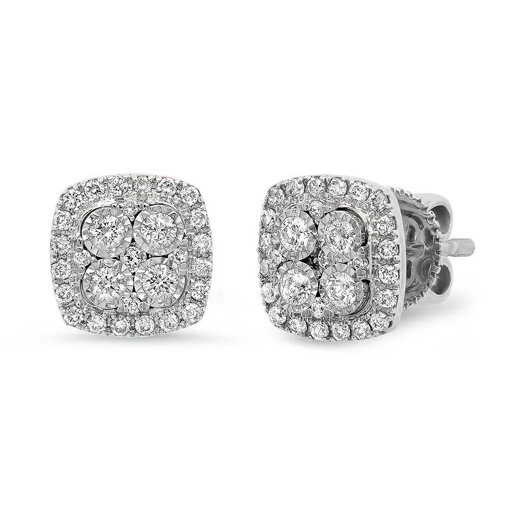 Diamond Cushion Studs