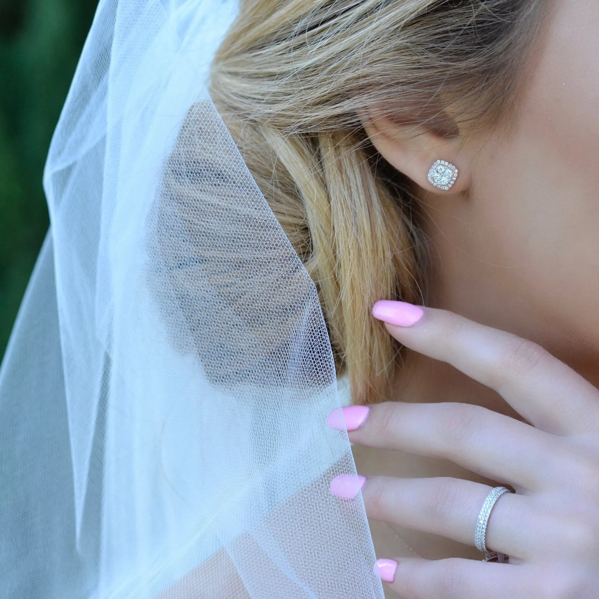Diamond Cushion Studs