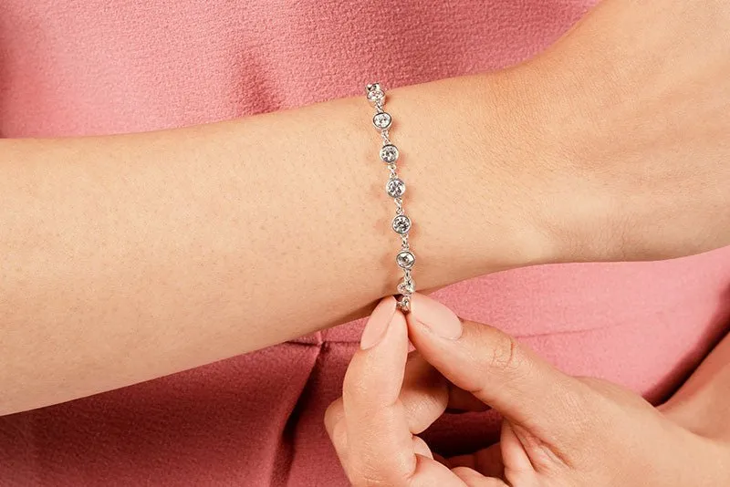 Diamond Drops Chain Link Bezel Diamond Bracelet with 1.56 ct.(finished) 2.5mm