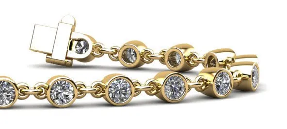 Diamond Drops Chain Link Bezel Diamond Bracelet with 1.56 ct.(finished) 2.5mm