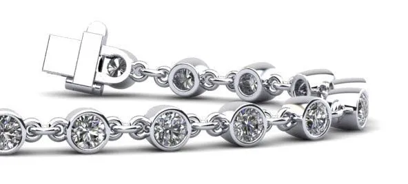 Diamond Drops Chain Link Bezel Diamond Bracelet with 1.56 ct.(finished) 2.5mm