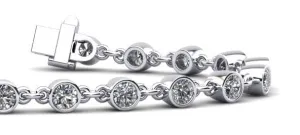 Diamond Drops Chain Link Bezel Diamond Bracelet with 1.56 ct.(finished) 2.5mm