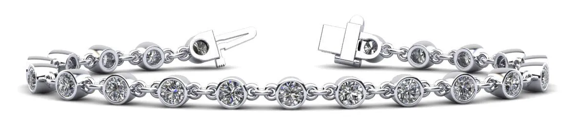 Diamond Drops Chain Link Bezel Diamond Bracelet with 1.56 ct.(finished) 2.5mm