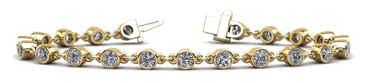 Diamond Drops Chain Link Bezel Diamond Bracelet with 1.56 ct.(finished) 2.5mm