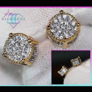 Diamond Ear Studs | Womens Ear Studs | Iced Out Ear Studs | Gold Ear Studs