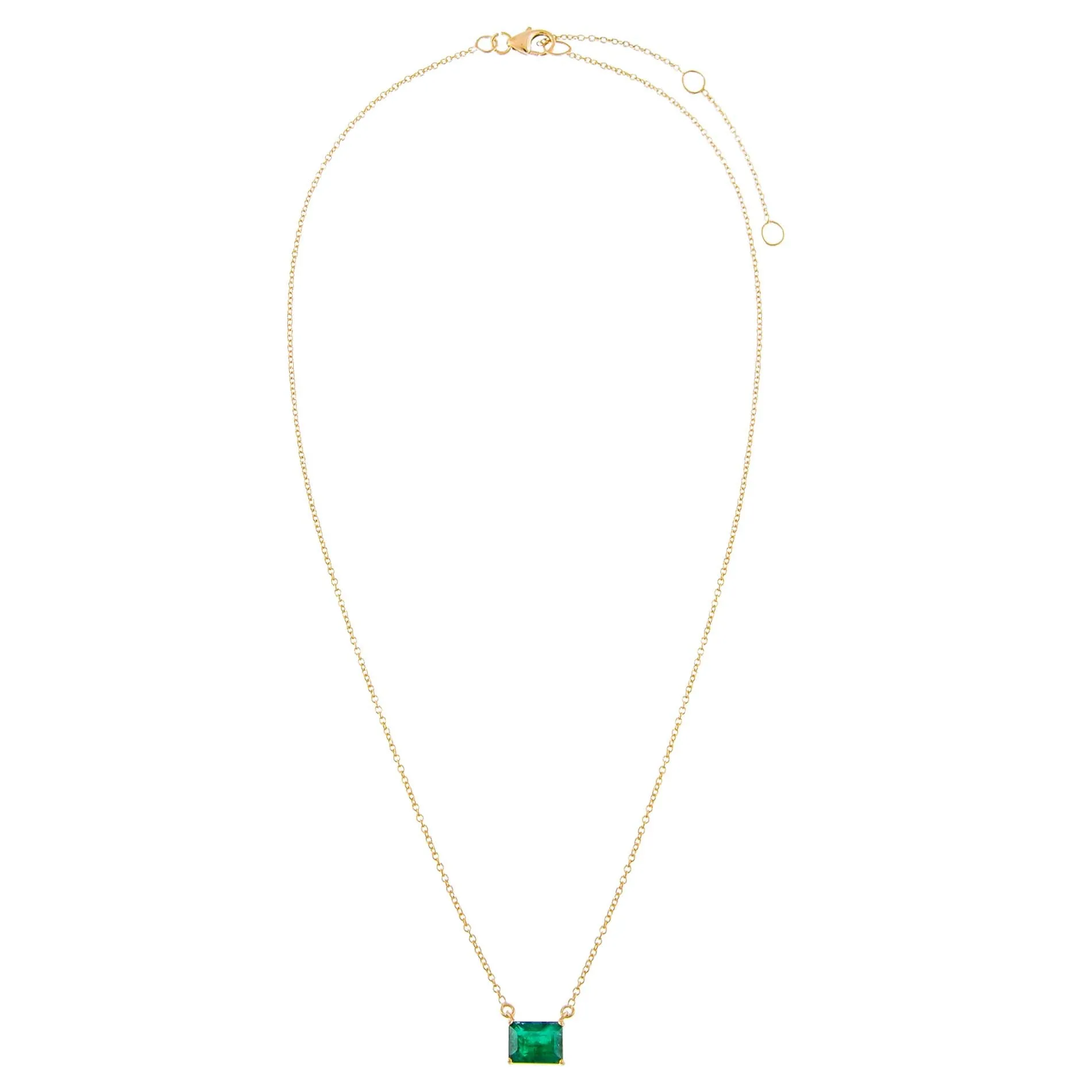 Diamond Emerald Stone Necklace 14K