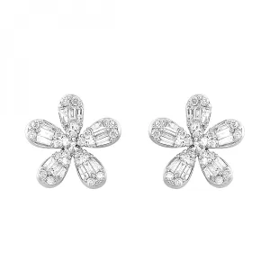 Diamond Flower Stud Earrings