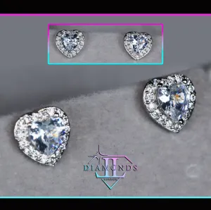 Diamond Heart Ear Studs | Womens Earrings | Heart Diamond Ear Studs | Ear Studs