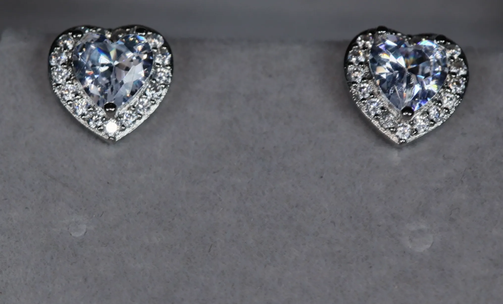 Diamond Heart Ear Studs | Womens Earrings | Heart Diamond Ear Studs | Ear Studs