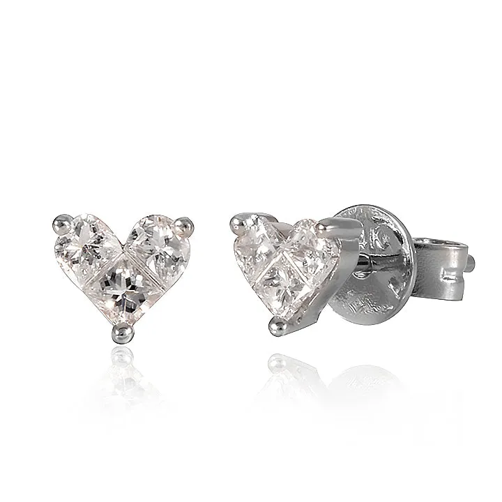Diamond Heart Studs
