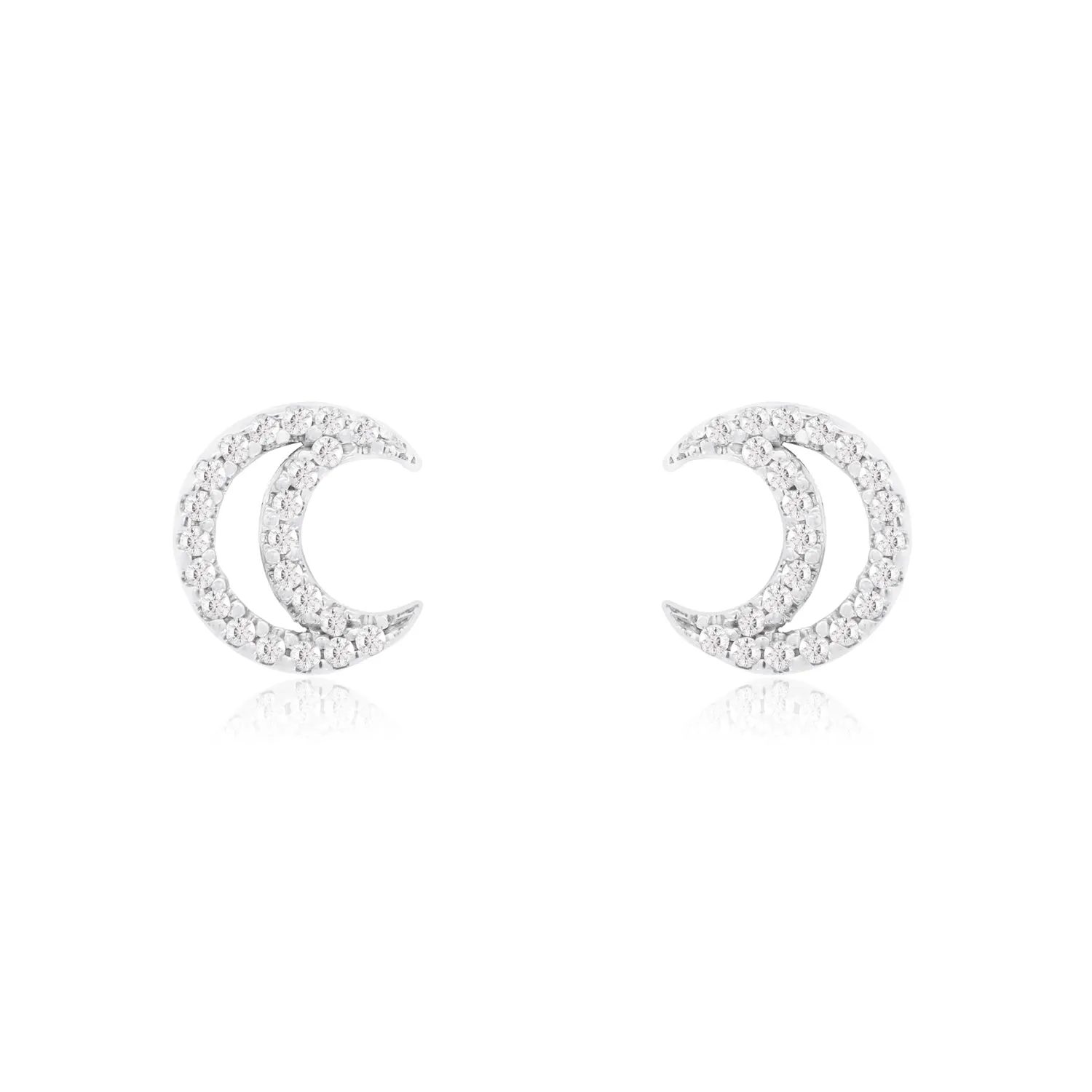 Diamond Open Moon Stud Earrings