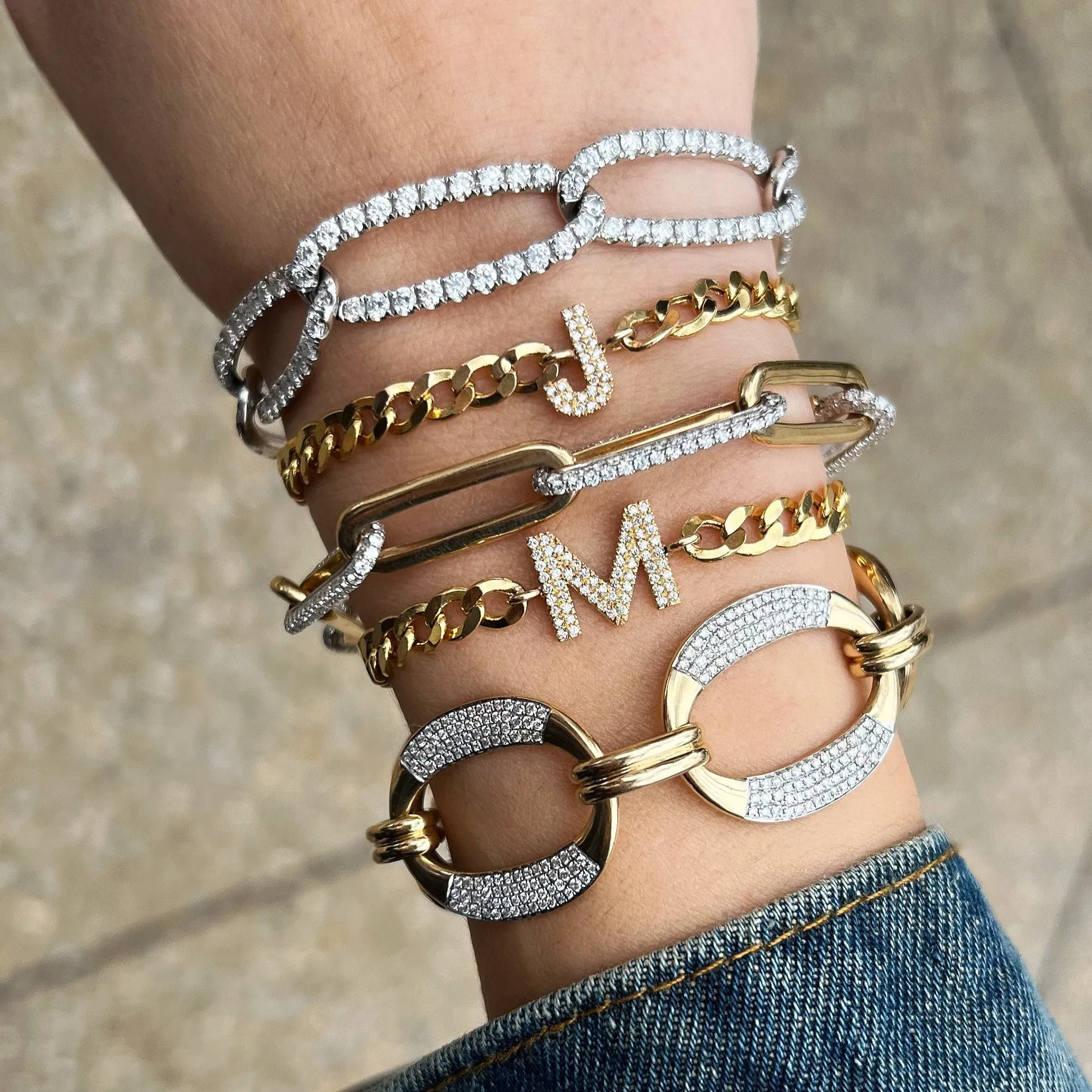 Diamond Oval Link Bracelet