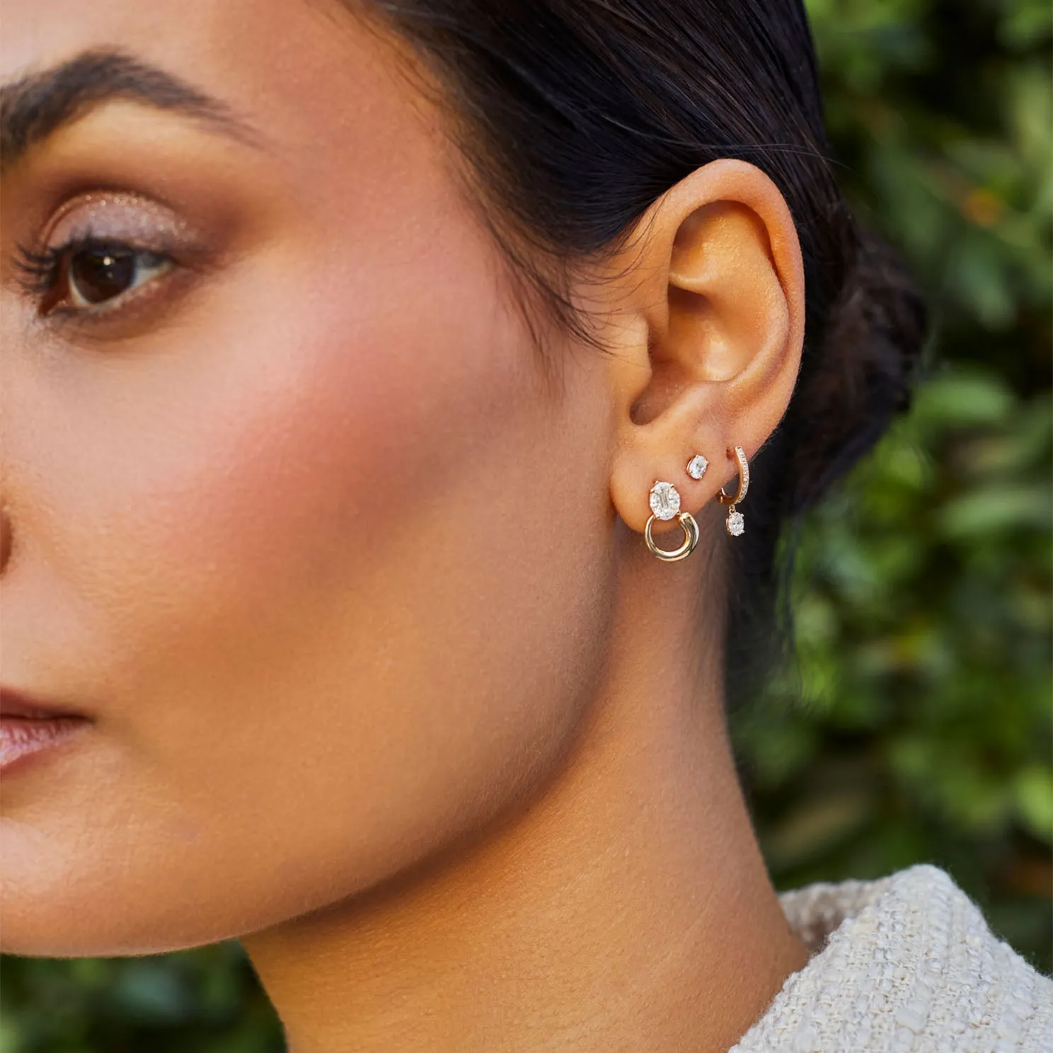 Diamond Oval Stud Earring