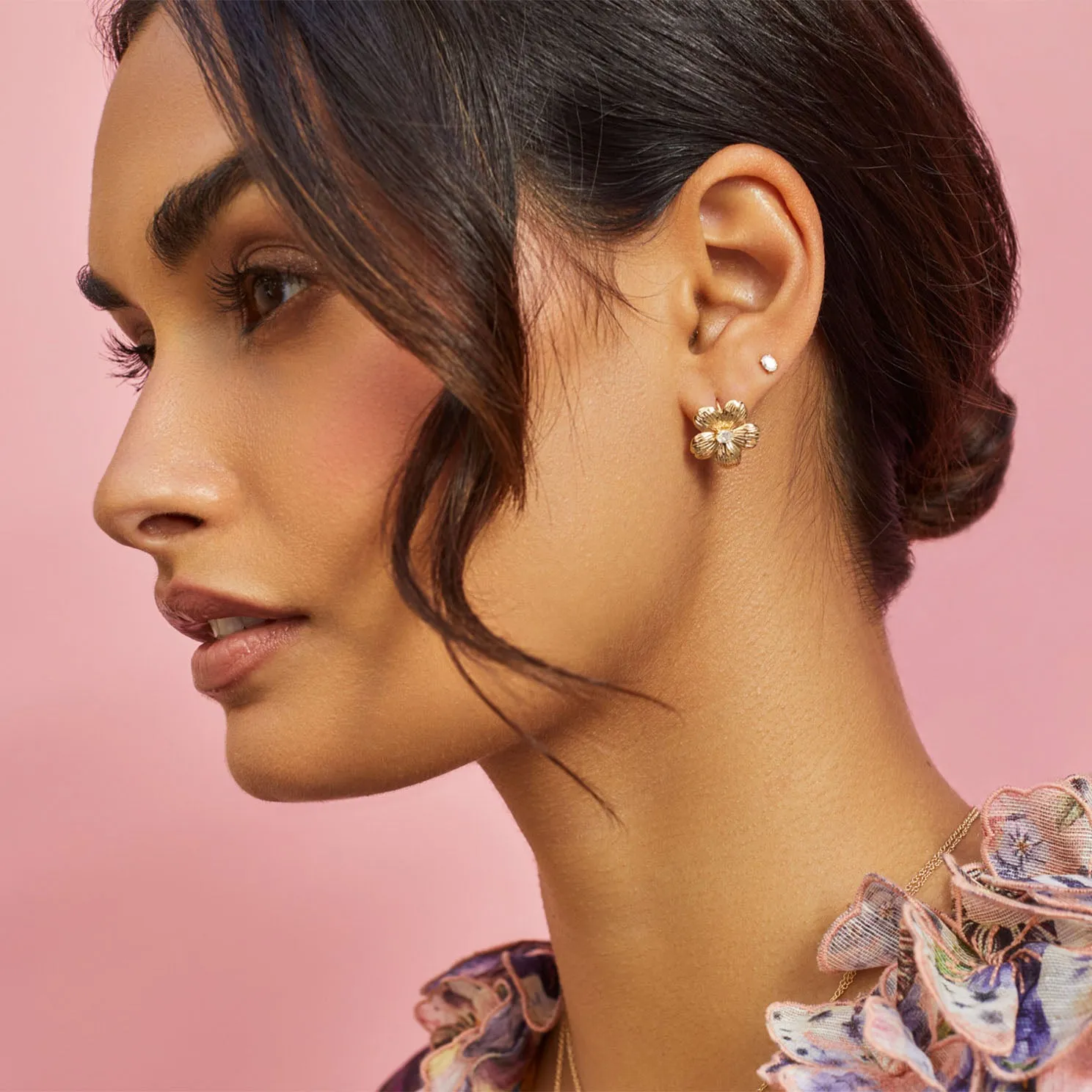 Diamond Oval Stud Earring