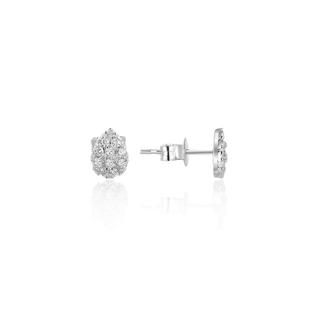 Diamond Pear Cluster Studs in Platinum