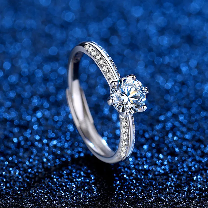 Diamond Ring Custom Engagement Rings with Moissanites Personalized Name Engraving Rings