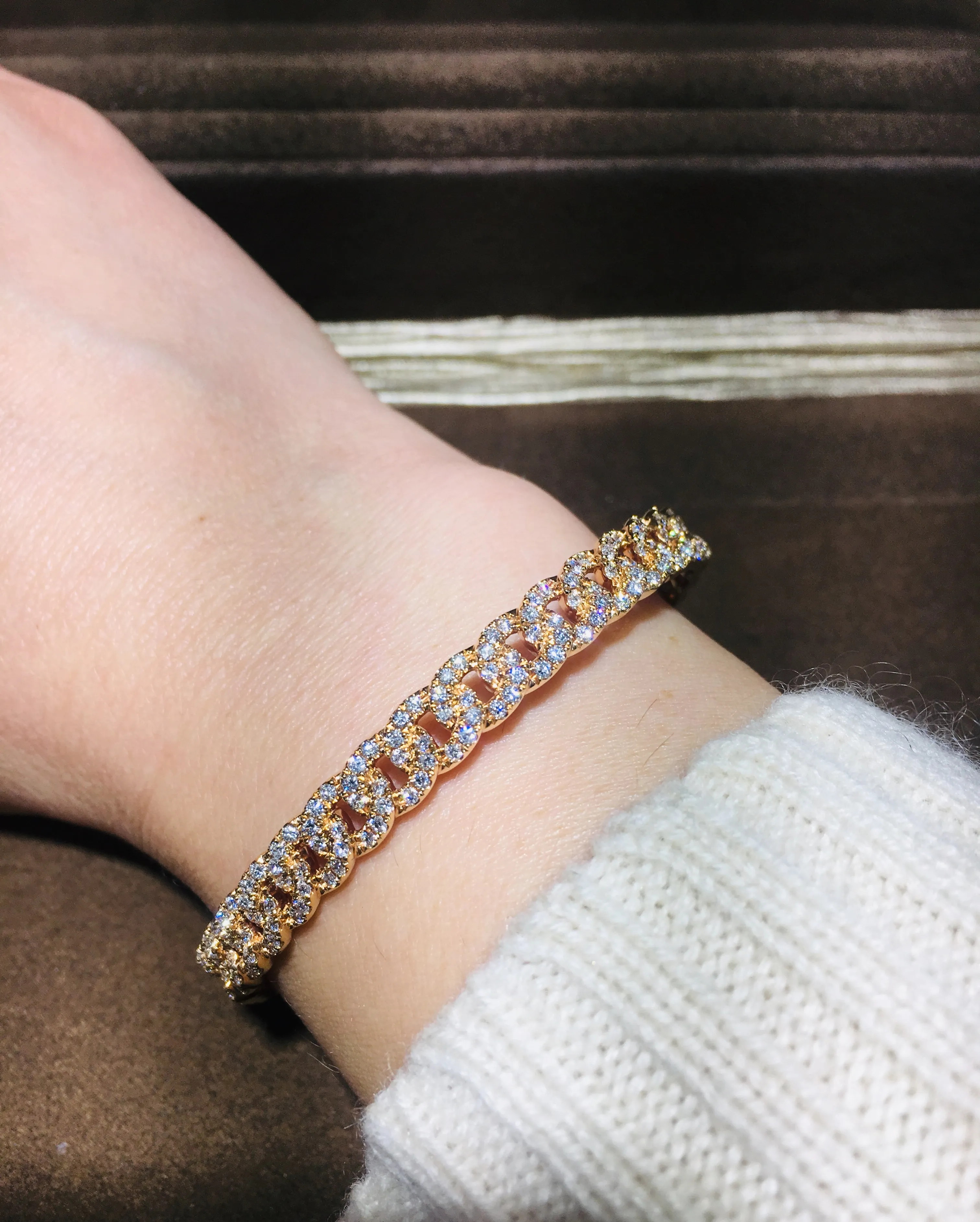 Diamond Rose 1.61CT T.W. Gold Bangle Bracelet