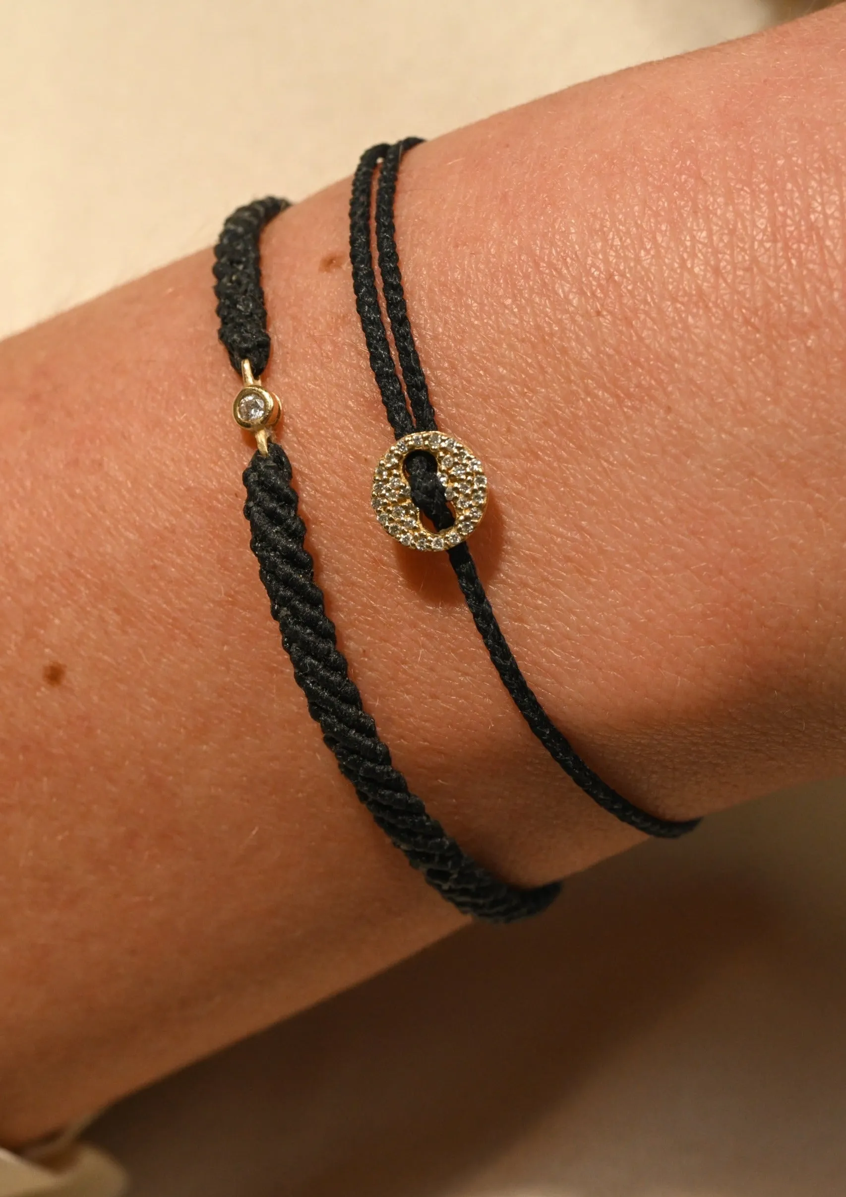 Diamond Signature Button Bracelet in Black