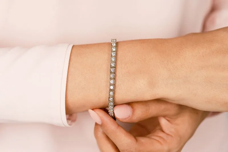 Diamond Square Link Diamond Bracelet with 2.46 ct.(finished) 2.5mm