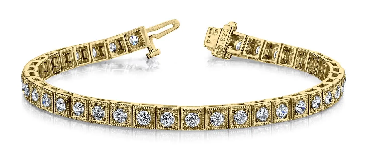 Diamond Square Link Diamond Bracelet with 2.46 ct.(finished) 2.5mm