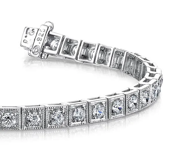 Diamond Square Link Diamond Bracelet with 2.46 ct.(finished) 2.5mm